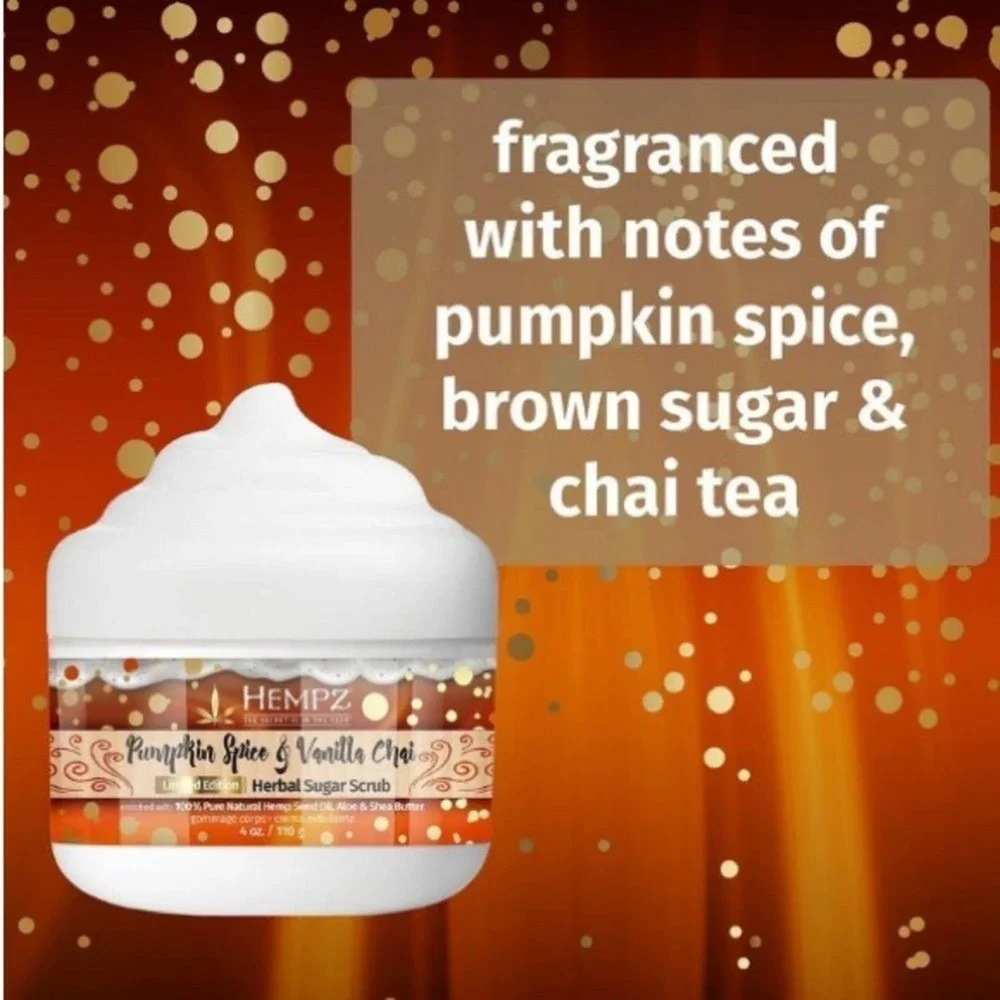 HEMPZ Limited Edition Pumpkin Spice & Vanilla Chai Herbal Sugar‎ Scrub set of 4